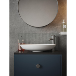 Splashback / Splashback Clear Fluted Glass Bathroom Splashback 250 x 500mm Brushed Brass Caps