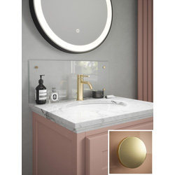 Splashback / Splashback Clear Glass Bathroom Splashback 250 x 500mm Brushed Brass Caps