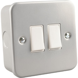 Wessex Electrical / Wessex Metal Clad Switch 10A 2 Gang 2 Way