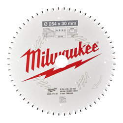 Milwaukee / Milwaukee Wood Mitre Saw Blade 254 x 30 x 3mm 60ATB
