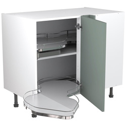 Kitchen Kit / Kitchen Kit Flatpack Shaker Kitchen Cabinet Pull-Out Base Blind Corner Unit Matt Sage Green 1000mm