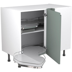 Kitchen Kit / Kitchen Kit Flatpack J-Pull Kitchen Cabinet Pull-Out Base Blind Corner Unit Matt Sage Green 1000mm