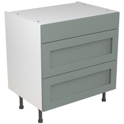Kitchen Kit / Kitchen Kit Flatpack Shaker Kitchen Cabinet Base 3 Drawer Unit Matt Sage Green 800mm