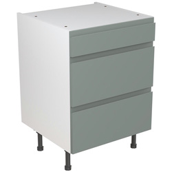 Kitchen Kit / Kitchen Kit Flatpack J-Pull Kitchen Cabinet Base 3 Drawer Unit Matt Sage Green 600mm