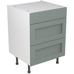 Kitchen Kit / Kitchen Kit Flatpack Shaker Kitchen Cabinet Base 3 Drawer Unit Matt Sage Green 600mm