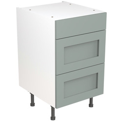 Kitchen Kit / Kitchen Kit Flatpack Shaker Kitchen Cabinet Base 3 Drawer Unit Matt Sage Green 500mm