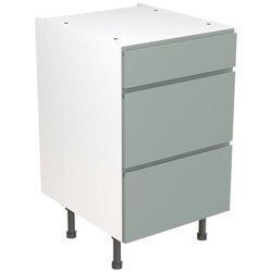 Kitchen Kit / Kitchen Kit Flatpack J-Pull Kitchen Cabinet Base 3 Drawer Unit Matt Sage Green 500mm