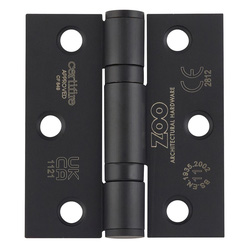 Zoo Hardware / Zoo Hardware Grade 11 Square Corner Bearing Hinge 76 x 67 x 2.5mm Powder Coated Black