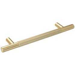 Eclipse / Knurled T Bar Cabinet Handle Satin Brass