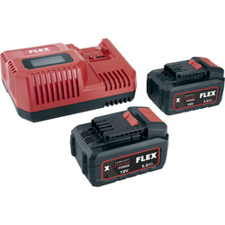 Flex / FLEX 12/18V Rapid Charger & Battery Kit 2 x 5.0Ah
