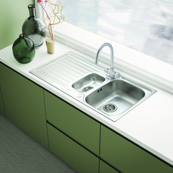 Franke / Franke Reversible Stainless Steel Kitchen Sink & Tap 1.5 Bowl Danube Tap