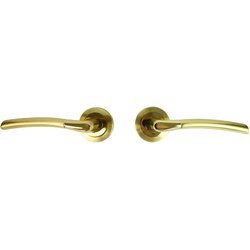 Lockworks / Lockworks Augusta Dual Tone Lever on Rose Door Handles Pair Polished / Matt Brass