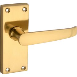 Lockworks / Lockworks Victorian Straight Door Handles Pair Short Latch Brass