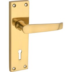 Lockworks / Lockworks Victorian Straight Door Handles Pair Lock Brass