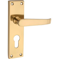 Lockworks / Lockworks Victorian Straight Door Handles Pair Euro Lock Brass