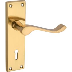 Lockworks / Lockworks Victorian Scroll Door Handles Pair Lock Brass
