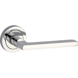 Lockworks Lever On Rose Door Handles Pair Polished Chrome
