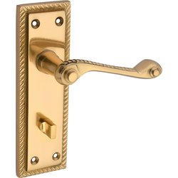Lockworks / Lockworks Georgian Scroll Door Handles Bathroom Pair Brass