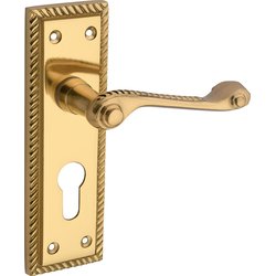 Lockworks / Lockworks Georgian Scroll Door Handles Pair Euro Lock Brass