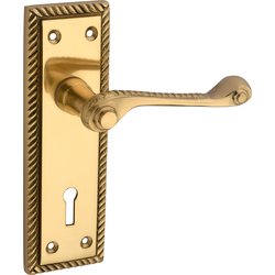 Lockworks / Lockworks Georgian Scroll Door Handles Pair Lock Brass