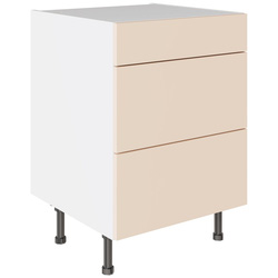 Kitchen Kit / Kitchen Kit Slab 3 Drawer Base Cabinet Supermatt Cashmere 600mm Flatpack