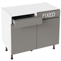 Kitchen Kit / Kitchen Kit J-Pull Drawerline Base Cabinet Flatpack Gloss Dust Grey 1000mm