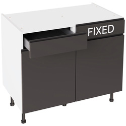 Kitchen Kit / Kitchen Kit J-Pull Drawerline Base Cabinet Flatpack Gloss Graphite 1000mm