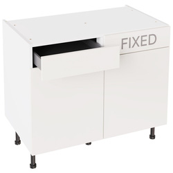 Kitchen Kit / Kitchen Kit Drawerline Base Cabinet Flatpack Value Slab Matt White 1000mm