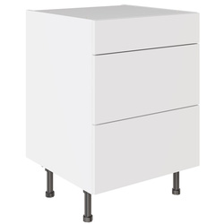 Kitchen Kit / Kitchen Kit Slab 3 Drawer Base Kitchen Cabinet Supergloss White 600mm