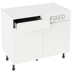 Kitchen Kit / Kitchen Kit J-Pull Drawerline Base Cabinet Flatpack Gloss White 1000mm