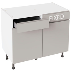 Kitchen Kit / Kitchen Kit J-Pull Drawerline Base Cabinet Flatpack Gloss Light Grey 1000mm