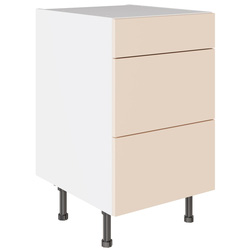 Kitchen Kit / Kitchen Kit Slab 3 Drawer Base Kitchen Cabinet Flatpack Supergloss Cashmere 500mm