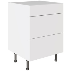 Kitchen Kit / Kitchen Kit Slab 3 Drawer Base Kitchen Cabinet Supermatt White 600mm