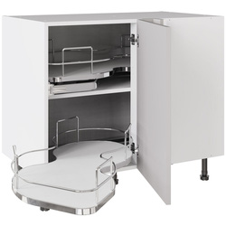 Kitchen Kit / Kitchen Kit Slab Nuvola Blind Corner Base Cabinet Supergloss Light Grey Dual-Handed 1000mm