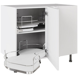 Kitchen Kit / Kitchen Kit Slab Nuvola Blind Corner Base Cabinet Supermatt White Dual-Handed 1000mm