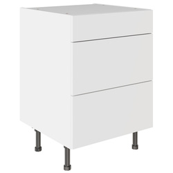 Kitchen Kit / Kitchen Kit Value Slab 3 Drawer Base Kitchen Cabinet Matt White 600mm