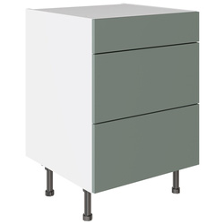 Kitchen Kit / Kitchen Kit 3 Drawer Base Kitchen Cabinet Flatpack Slab Supermatt Agave Green 600mm