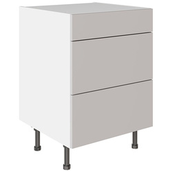 Kitchen Kit / Kitchen Kit 3 Drawer Base Kitchen Cabinet Flatpack Value Slab Matt Light Grey 600mm