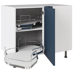 Kitchen Kit / Kitchen Kit Base Kitchen Cabinet With Dual-Handed Nuvola Blind Corner Flatpack Slab Supermatt Blue 1000mm