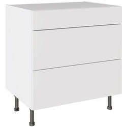 Kitchen Kit / Kitchen Kit Slab Supergloss White 3 Drawer Base Kitchen Cabinet Flatpack 800mm