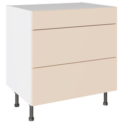 Kitchen Kit / Kitchen Kit Slab Supergloss Cashmere 3 Drawer Base Kitchen Cabinet Flatpack 800mm