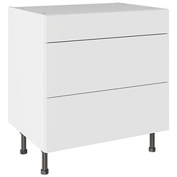 Kitchen Kit / Kitchen Kit Value Slab Matt White 3 Drawer Base Kitchen Cabinet Flatpack 800mm