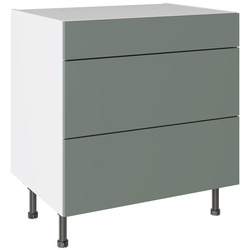 Kitchen Kit / Kitchen Kit Slab Supermatt Agave Green 3 Drawer Base Kitchen Cabinet Flatpack 800mm