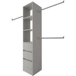 Spacepro / 3 Drawer 450 Tower (4 Shelves) 1 Hanger Pebble Grey Storage