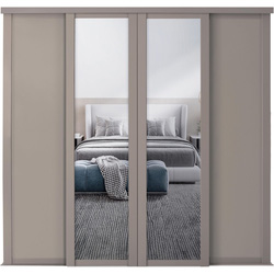 Spacepro / Spacepro Shaker 4 Door Sliding Wardrobe Kit Pebble Framed 2 Mirror Door Door Kit