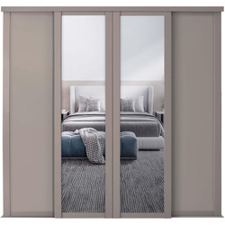 Spacepro / Spacepro Shaker 4 Door Sliding Wardrobe Kit Pebble Framed 2 Mirror Door Door Kit