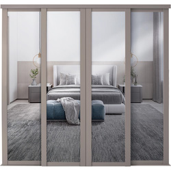 Spacepro / Spacepro Shaker 4 Door Sliding Wardrobe Kit Pebble Framed Mirror Door Door Kit