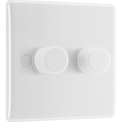BG / BG 800 Series White Moulded Round Edge Dimmer Switch 2 Gang