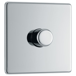 BG / BG Screwless Flatplate Single Wall Dimmer Switch 1 Gang Polished Chrome