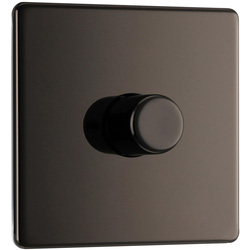 BG / BG Screwless Flatplate Single Wall Dimmer Switch 1 Gang Black Nickel